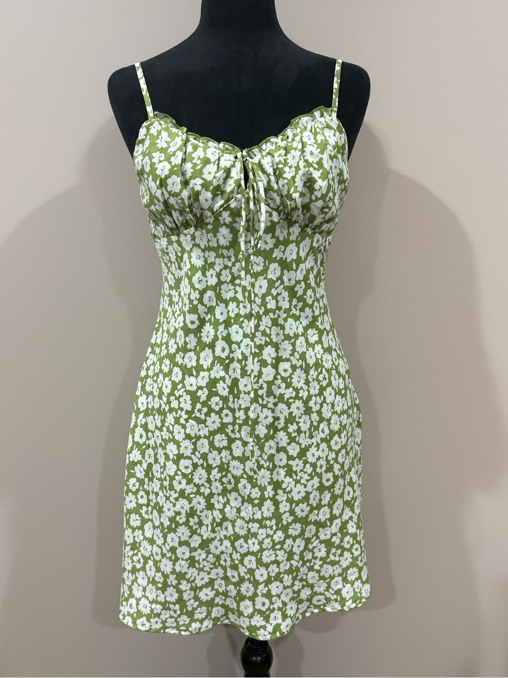 Princess Polly Tasmin Mini Dress Green Floral - Size 8